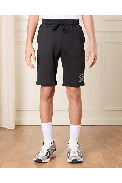 REDTAG Senior Boys Black Printed Active Shorts