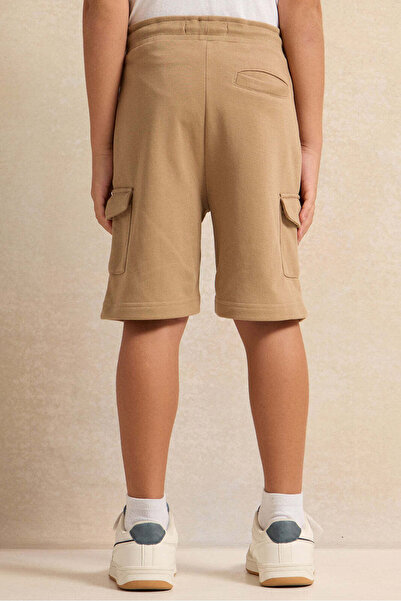 REDTAG Boys Brown Cargo Pocket Shorts