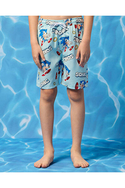 REDTAG Boys Blue Sonic Print Swim Short