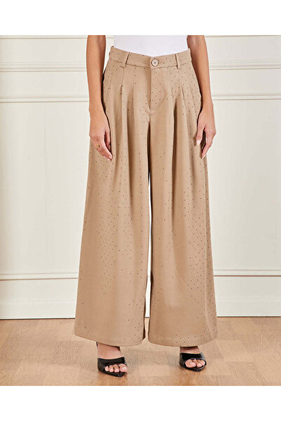 REDTAG Women Beige Wide Leg Trouser