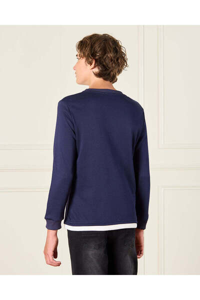 REDTAG Senior Boys Navy Print Sweatshirt