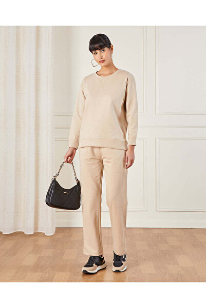 REDTAG Women Beige Plain Active Sweatshirt