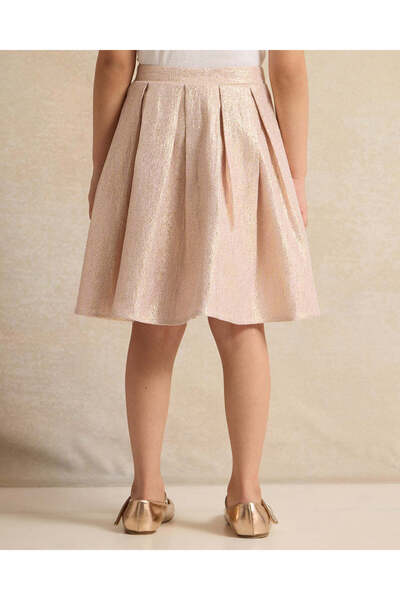 REDTAG Girls Gold Pleated Jacquard Skirt