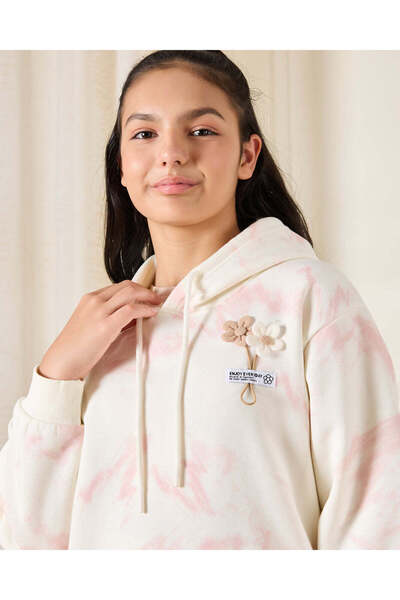 REDTAG Senior Girls White Hooded Sweatshirt