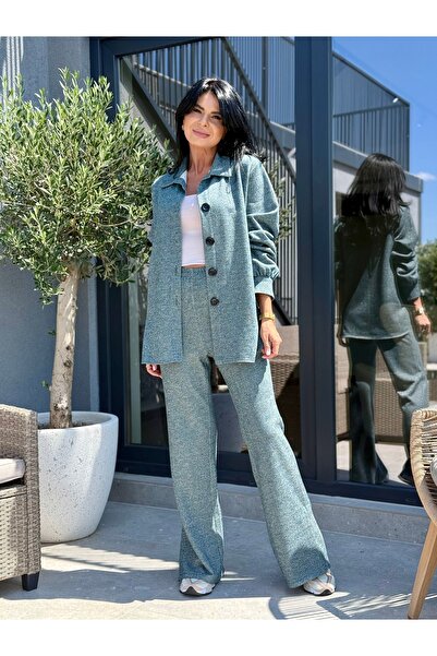 RAMONA BADESCU EXCLUSIVE Costum din tricot texturat cu jachetă și pantaloni e...