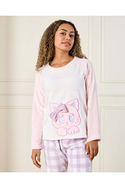 REDTAG Senior Girls Assorted Cat Embellished Pyjama Set (2 Piece)