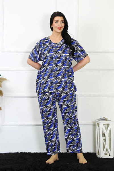 alfa expres Clothing Women 5Xl-6Xl-7Xl-8Xl Plus Size Short Sleeve Pajamas Suit Cobalt