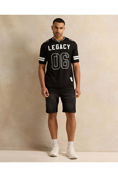 REDTAG Men Black Denim Shorts