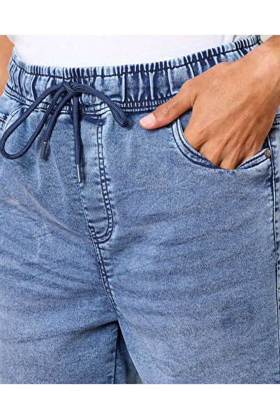 REDTAG Men Blue Denim Shorts