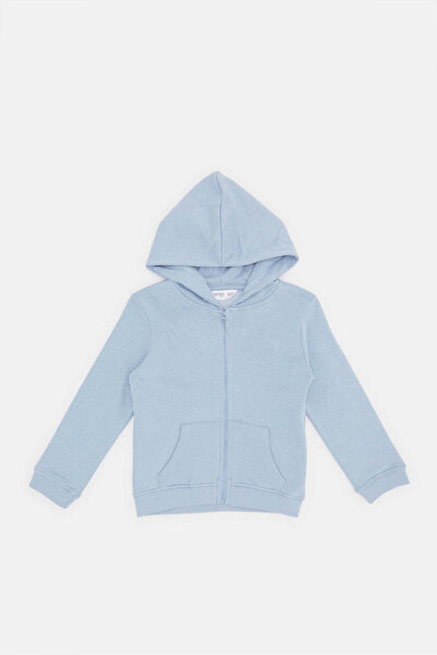 REDTAG Infant Boys Blue Hoody Zip Through Sweatshirt