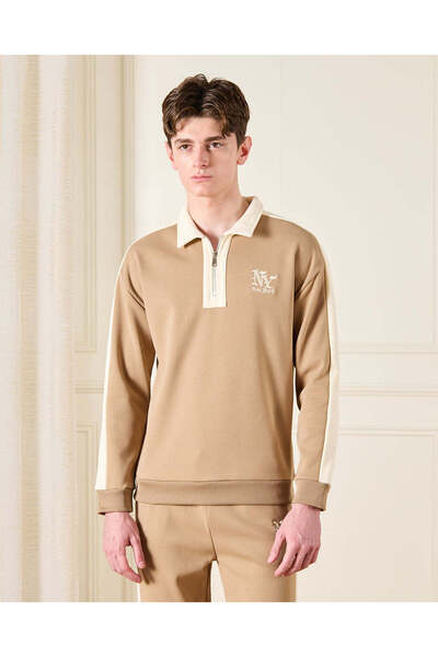 REDTAG Senior Boys Beige Embellished Sweatshirt