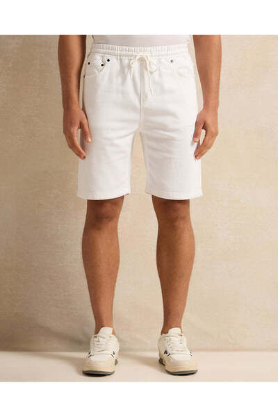 REDTAG Men White Denim Shorts