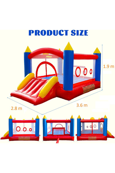 Ballsea Inflatable castle with pump, children's playground with trampoline, slide, up to 200 kg capacity