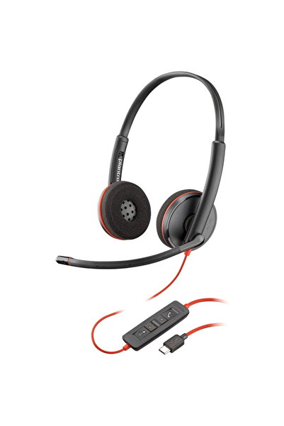 Poly Blackwire 3220 Stereo USB-C Headset + USB-C/A Adapter
