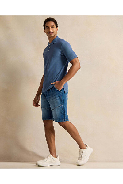 REDTAG Men Blue Cut And Sew Denim Shorts