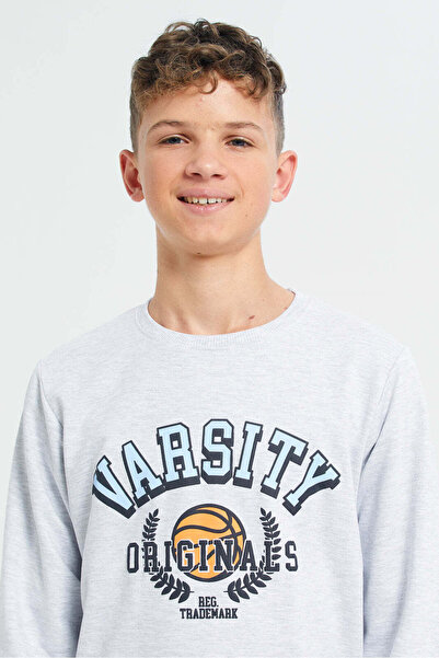 REDTAG Ecru Mel Graphic Sweatshirt