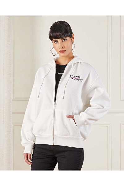 REDTAG سويت شيرت نسائي بغطاء رأس مطبوع باللون الكريمي