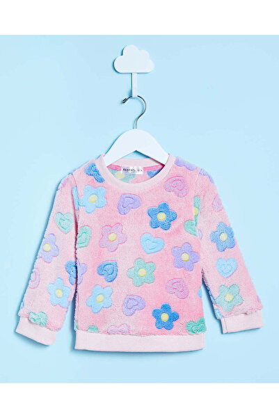 REDTAG Infant Girls Pink Textured Sweatshirt