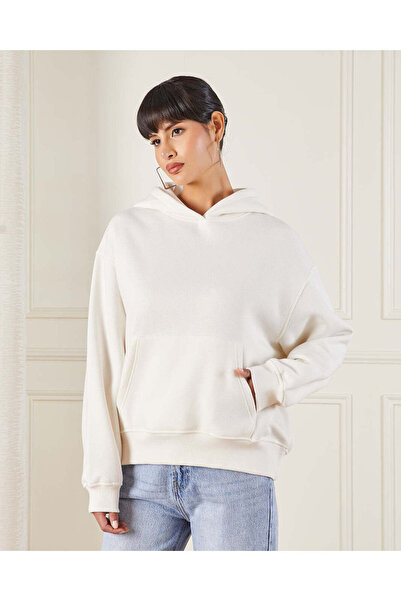 REDTAG سويت شيرت نسائي بغطاء رأس مطبوع باللون البيج