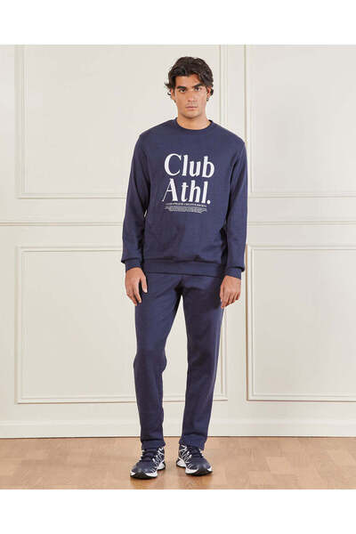 REDTAG Men Navy Printed Sweatshirt