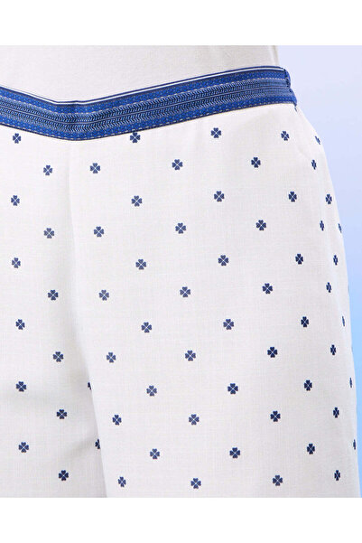 REDTAG Senior Girls White And Blue Printed Wide Leg Pants