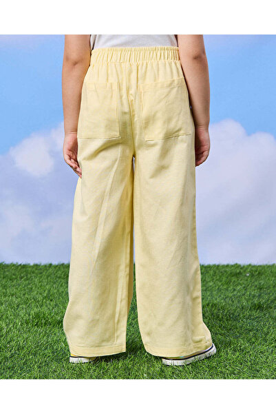 REDTAG Girls Yellow Wide leg Viscose Pants