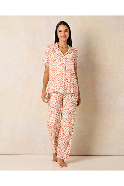 REDTAG طقم بيجامة نسائية بياقة بيج (قطعتين)