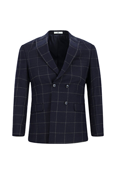 Kiğılı Super Slim Fit Extra Slim Fit Checked Woolen Double Breasted Suit