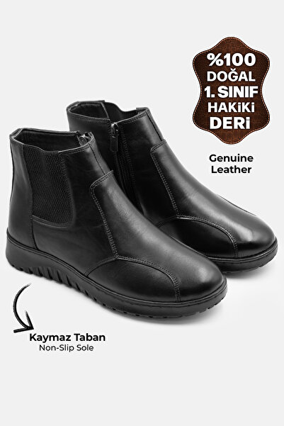 DeriWorld Оригинални дамски ботуши от първокласна кожа с неплъзгащи се подмет...