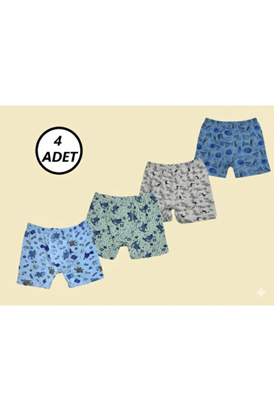 TRİYA FASHİON Boy's Boxer 4-Piece Embossed Print (Mixed Color)