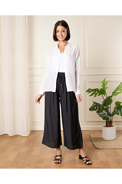 REDTAG Women Black Wide Leg Trousers