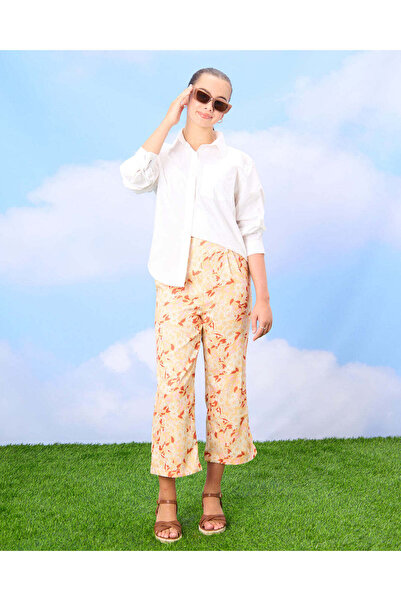 REDTAG Senior Girls Apricot Printed Casual Trousers