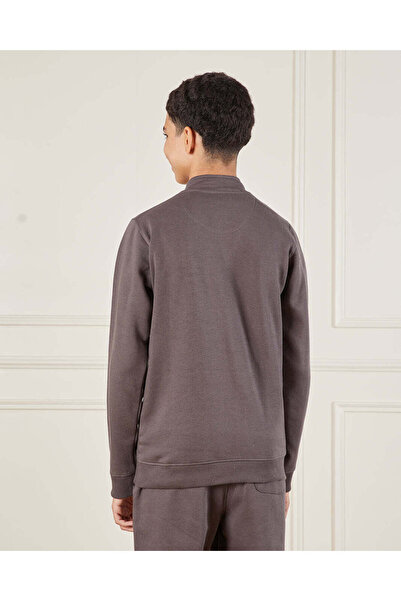 REDTAG Senior Boys Charcoal Plain Freestyle Half Zip Sweatshirt