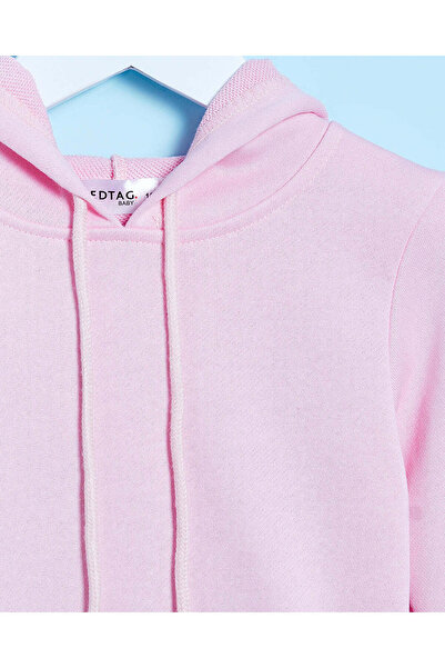 REDTAG Infant Girls Pink Printed Hooded Sweatshirt