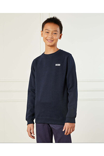REDTAG Senior Boys Navy Plain Sweatshirt