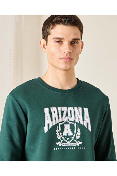 REDTAG Men Green Printed Sweatshirt