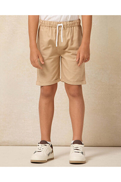 REDTAG Boys White And Beige Shirt With Shorts Set (2 Piece)