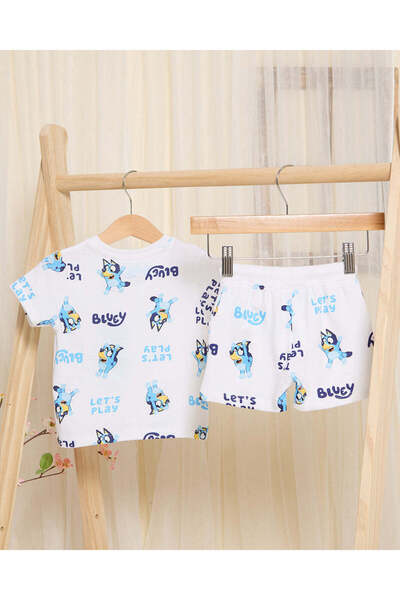 REDTAG Infant Boys White Bluey Printed Casual Set (2 Piece)