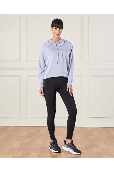 REDTAG Women Blue Hooded Active Sweatshirt