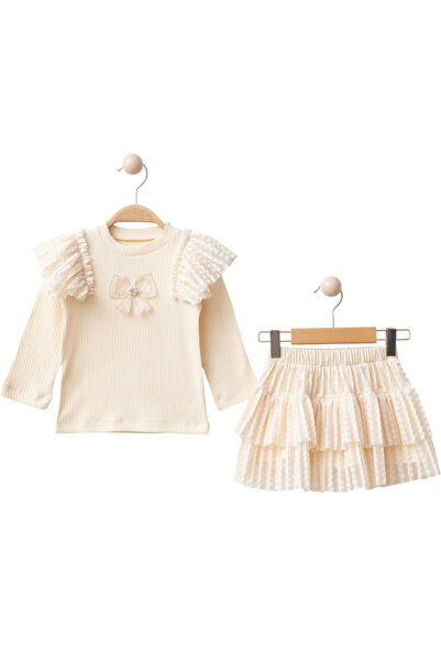 kokosh _ kidss burcu sapmaz Girls' Layered Lace Skirt Blouse Set