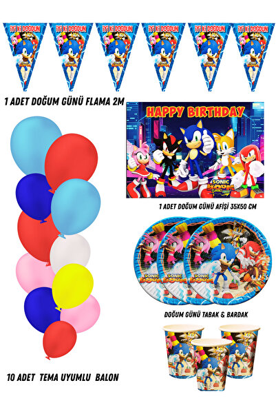 HAPPYLOOPPARTY Sonic Boom Kirpi Sonic 40 Kişilik Doğum Günü Parti Malzemeleri...