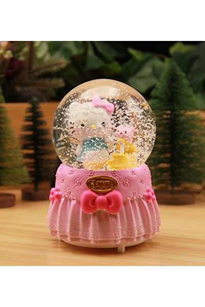 HEDİYEBİZİZ Hello Kitty Happy Işıklı ve Müzikli Kar Küresi Büyük Boy - B