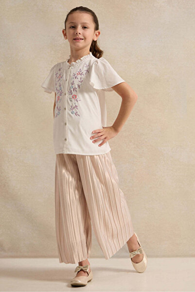 REDTAG Girls Gold Wide Leg Pants