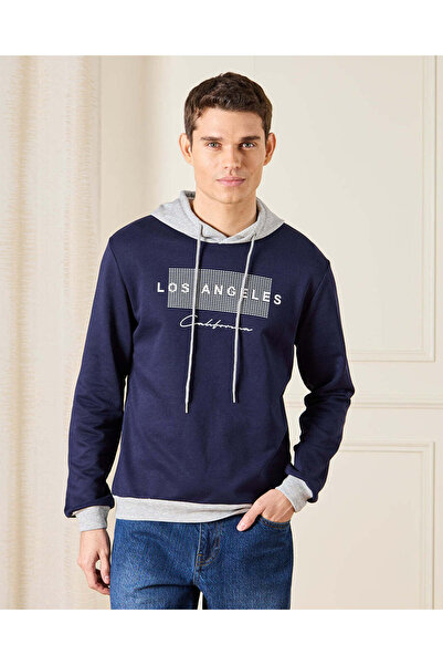 REDTAG Men Blue Printed Sweatshirt