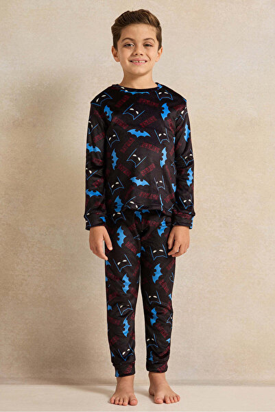 REDTAG Boys Black Printed Pyjama Set (2 Piece)