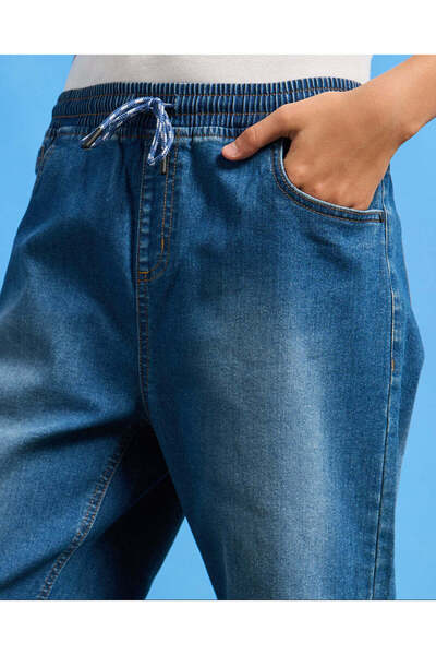 REDTAG Senior Boys Blue Pull-on Denim Shorts