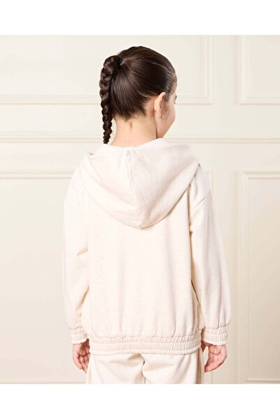 REDTAG Girls Ecru Hooded Sweatshirt