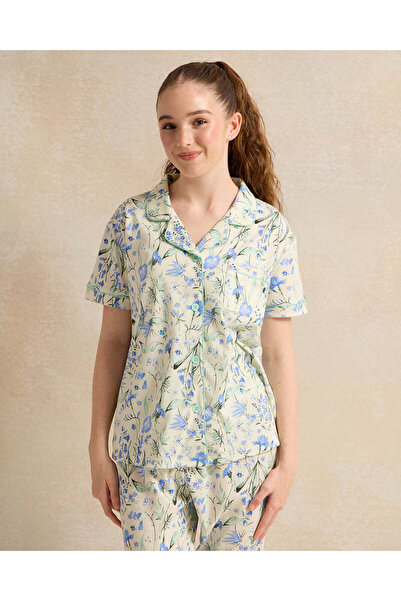 REDTAG Senior Girls White And Blue Print Pyjama Set (2 Piece)