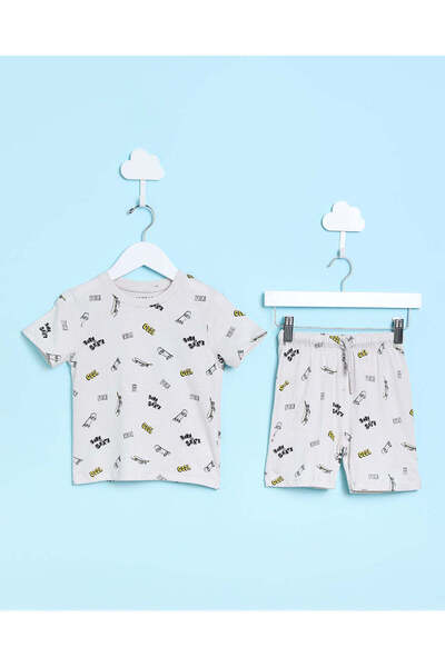 REDTAG Infant Boys Grey Printed Pyjama Set (2 Piece)