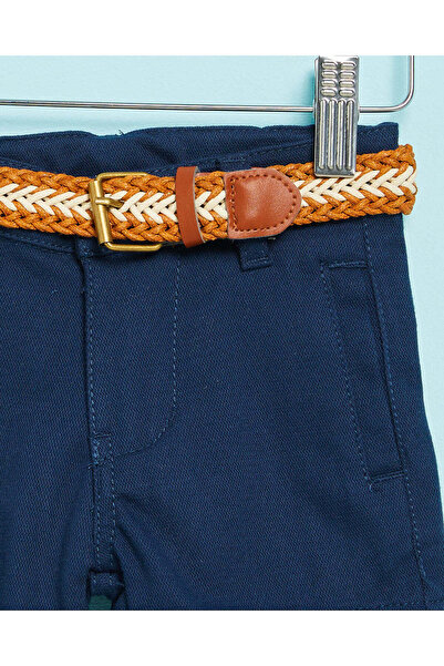 REDTAG Infant Boys Navy Belted Chino Shorts